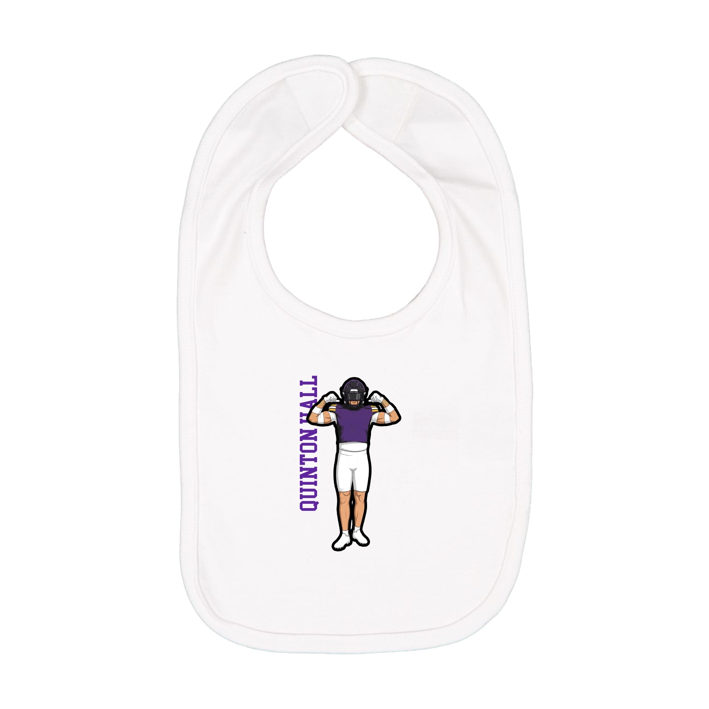 Infant Bib — Name Vertical in White