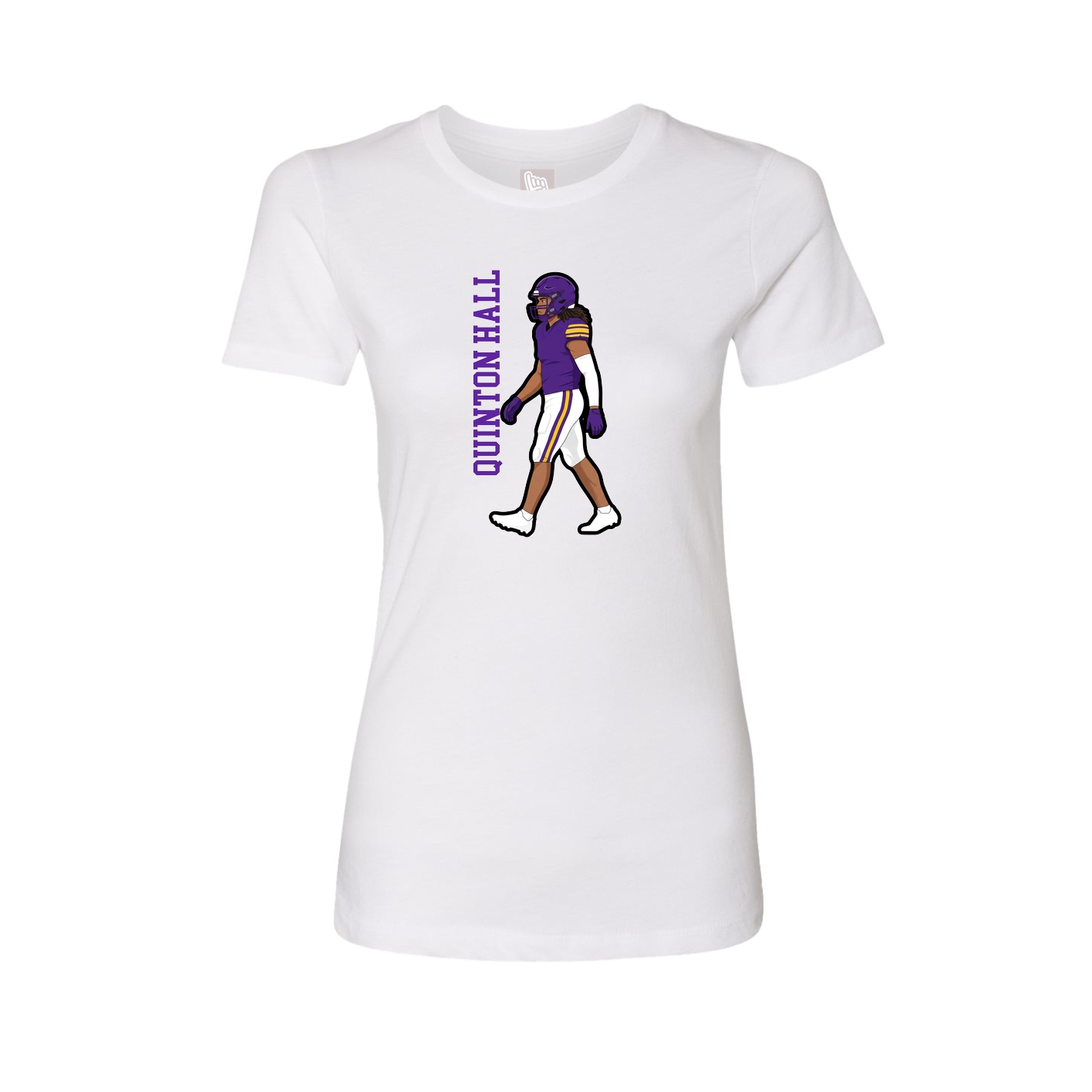 Fitted Women's Tee — Name Vertical in White