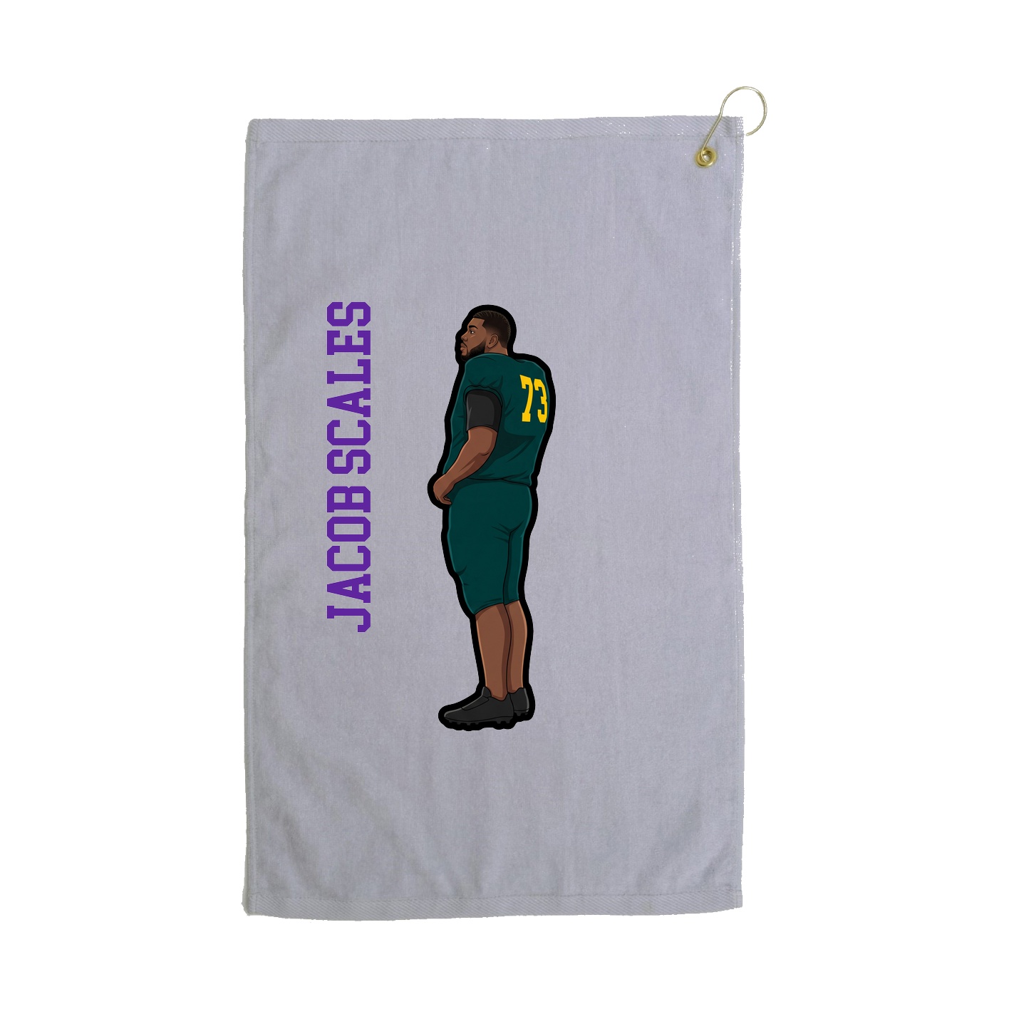 Golf Towel — Name Vertical in Grey