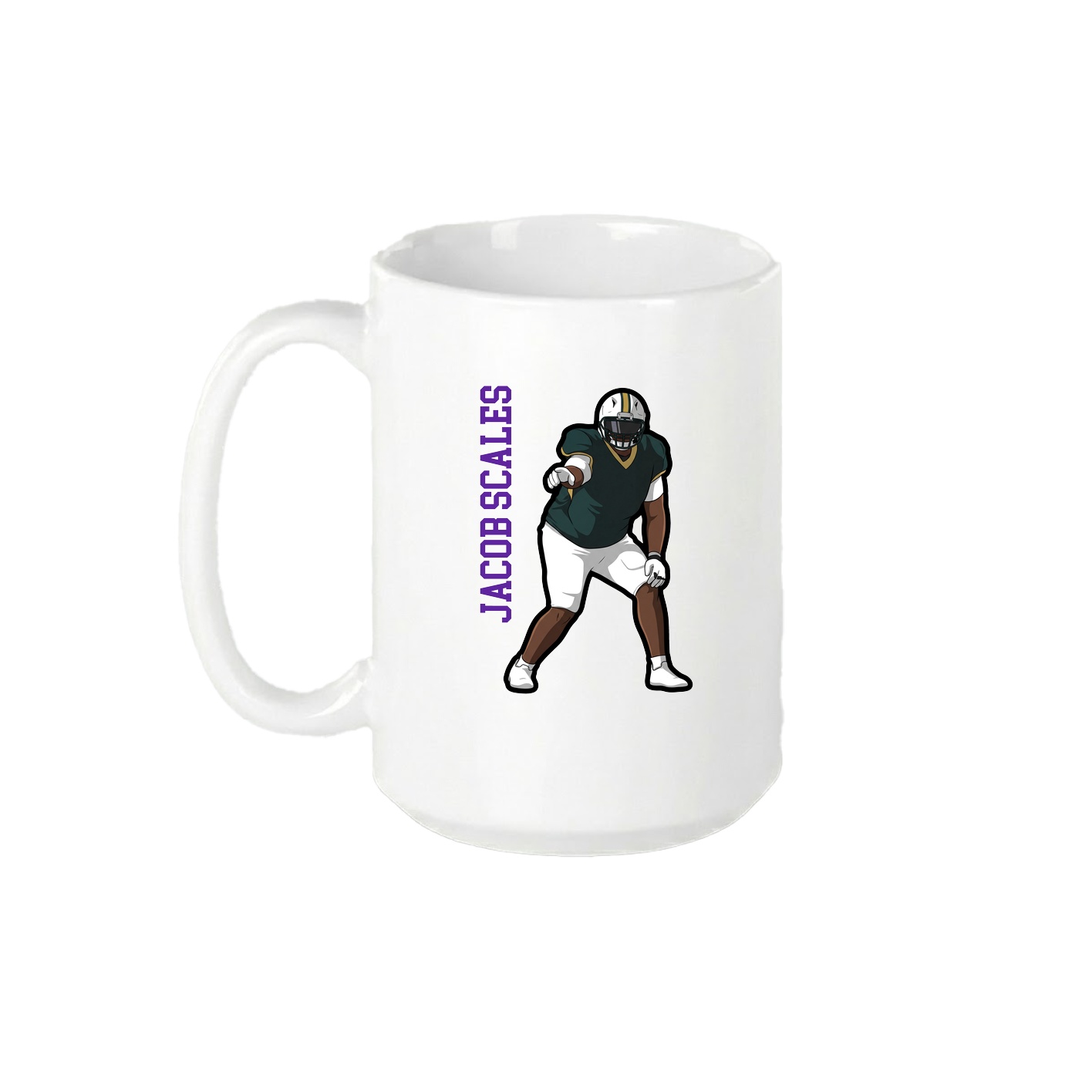 15oz Coffee Mug — Name Vertical in White