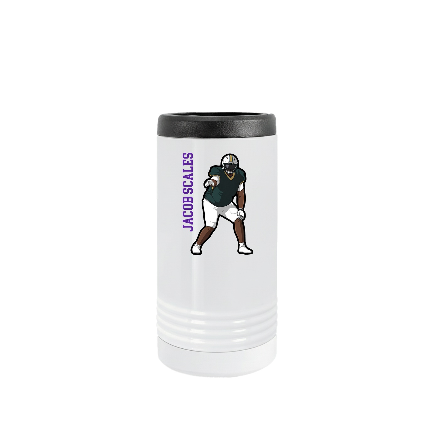 Slim Beverage Holder — Name Vertical in White