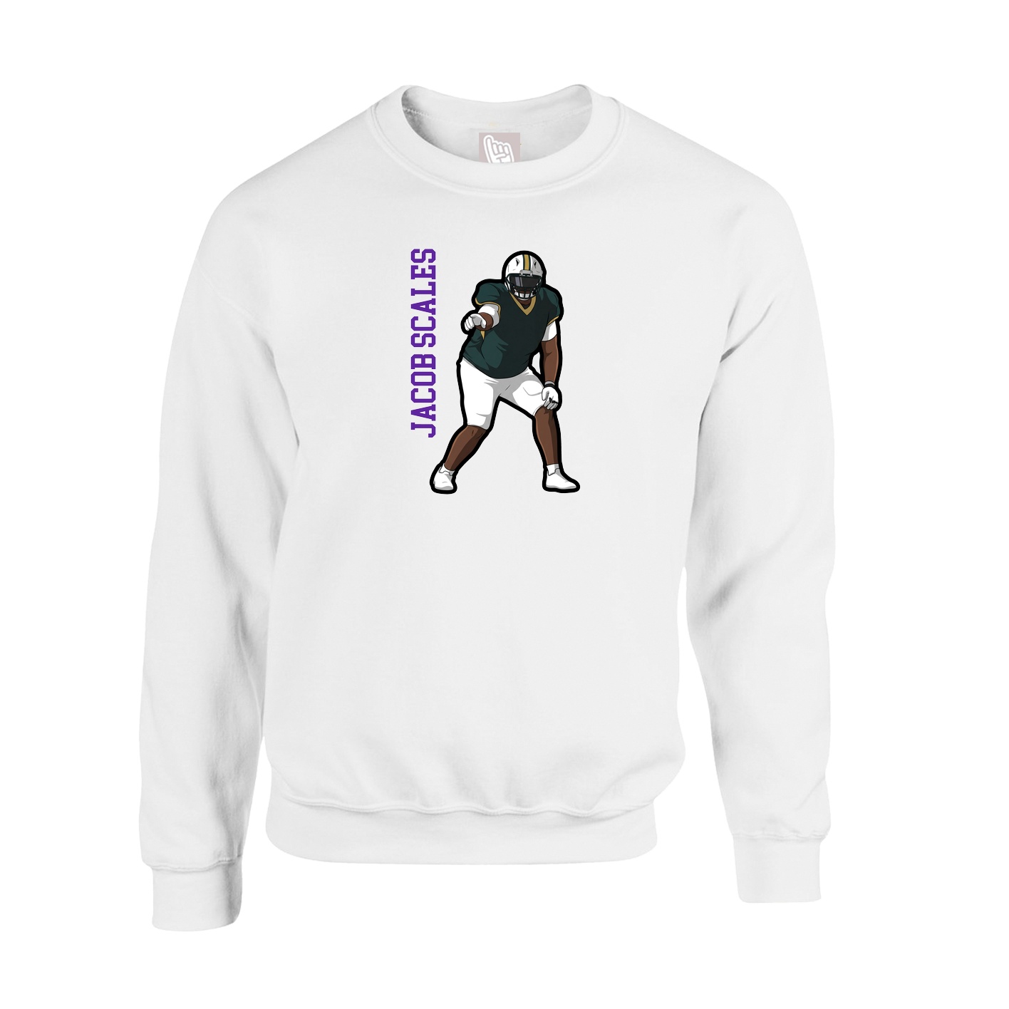 Fleece Crew — Name Vertical in White