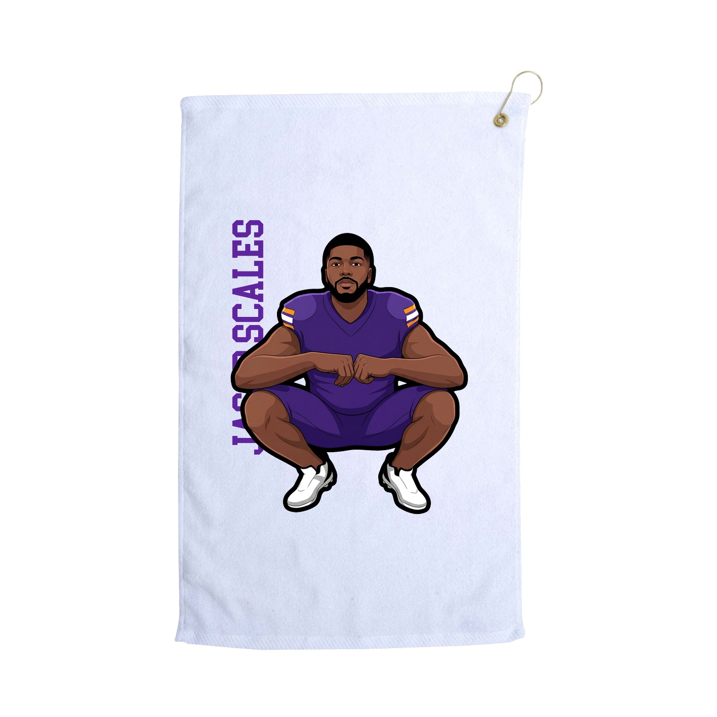 Golf Towel — Name Vertical in White