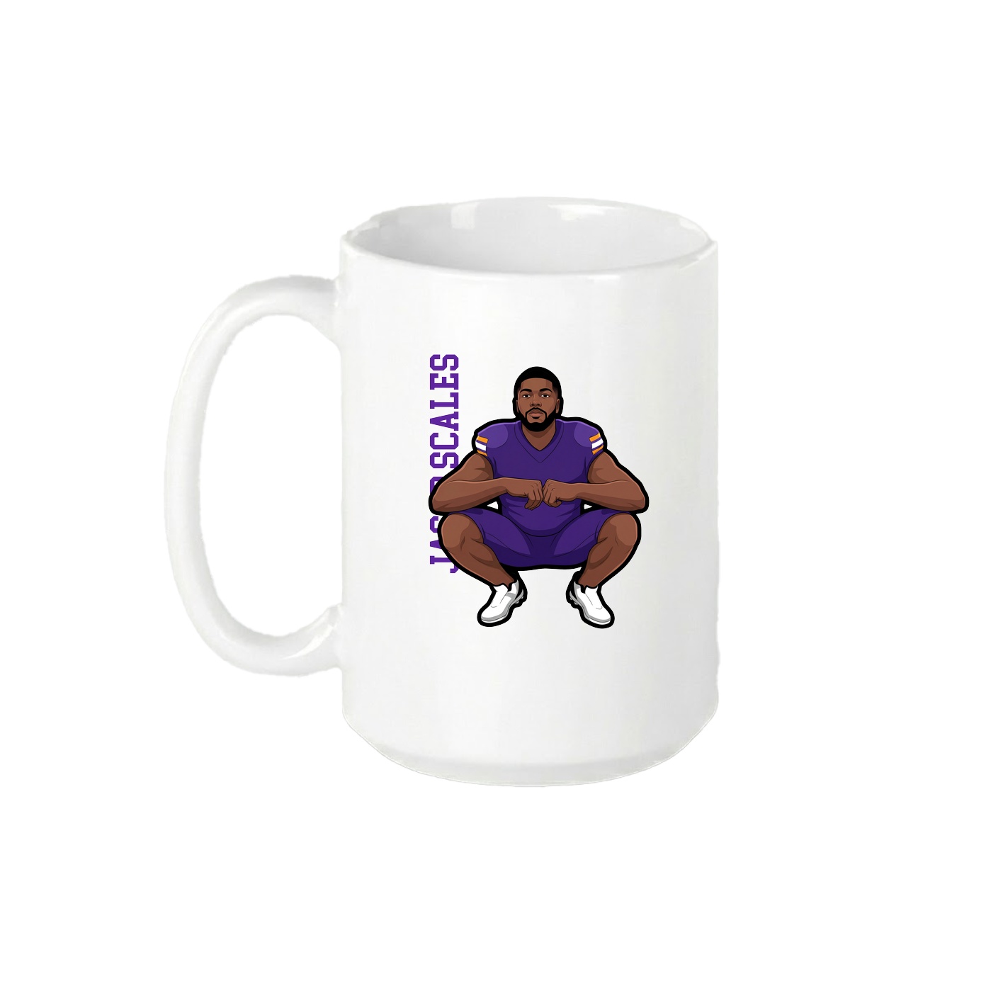 15oz Coffee Mug — Name Vertical in White