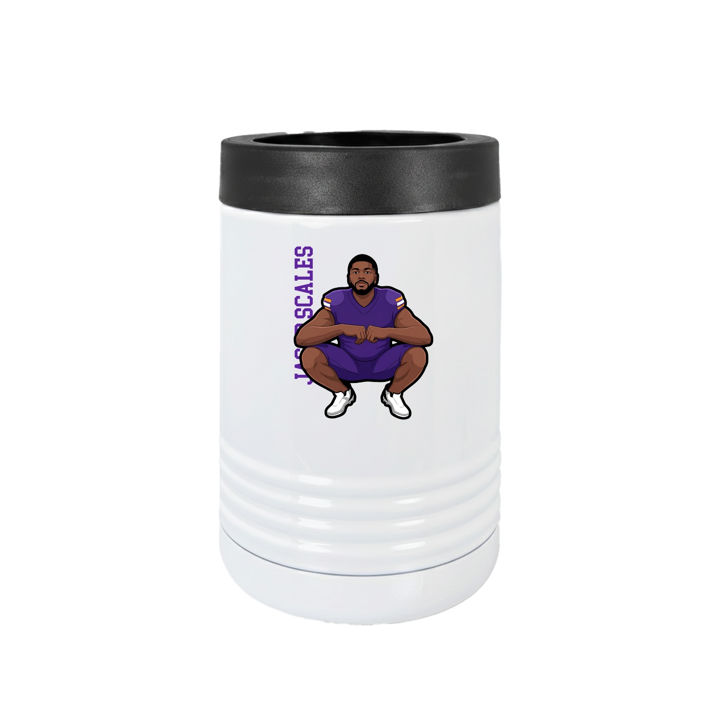 Beverage Holder — Name Vertical in White