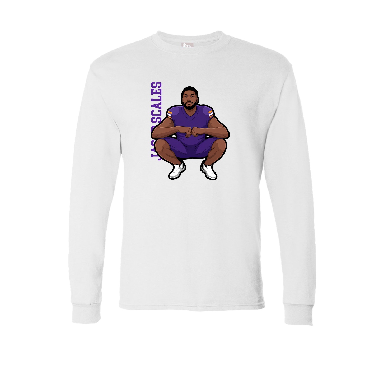Long Sleeve Tee — Name Vertical in White