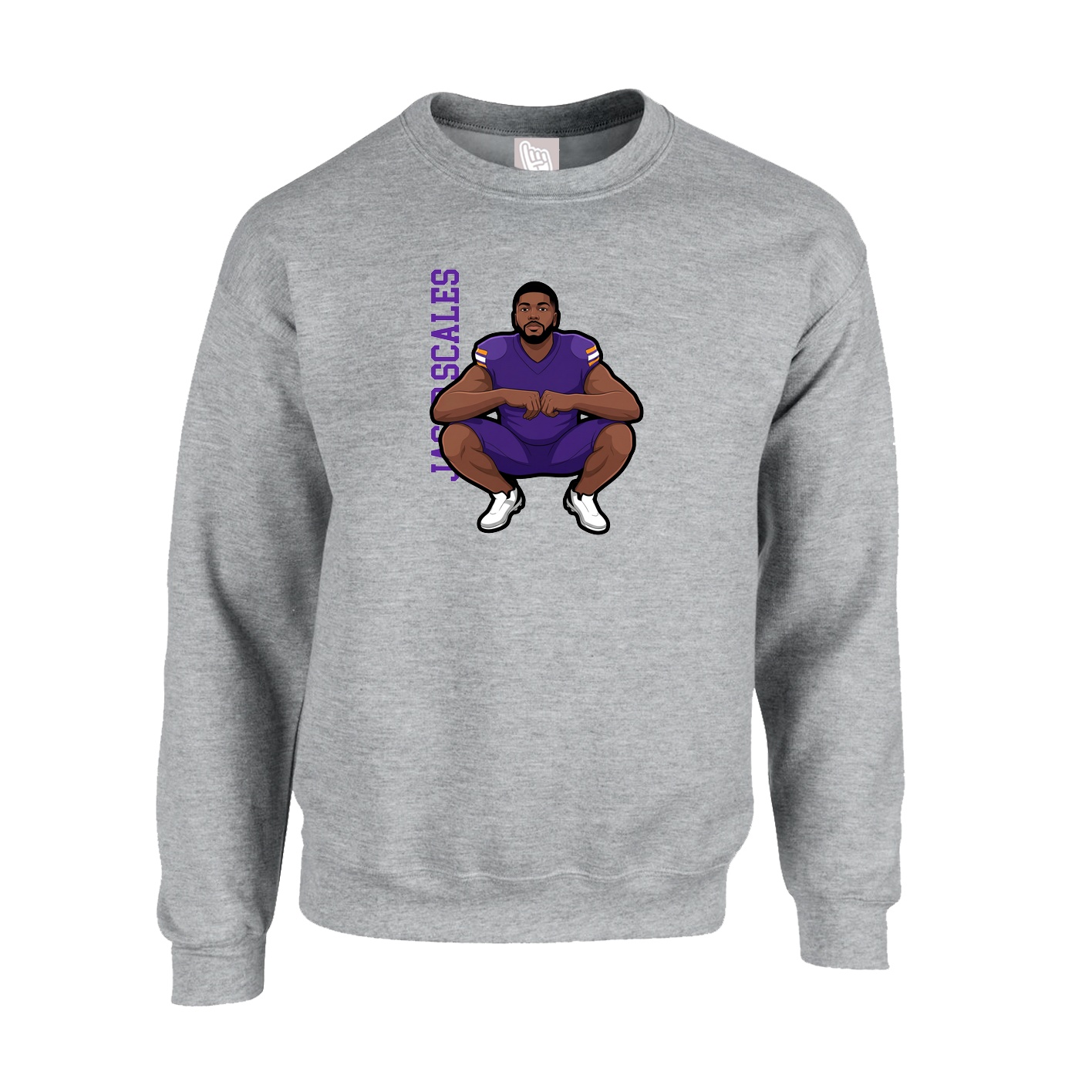 Fleece Crew — Name Vertical in Grey
