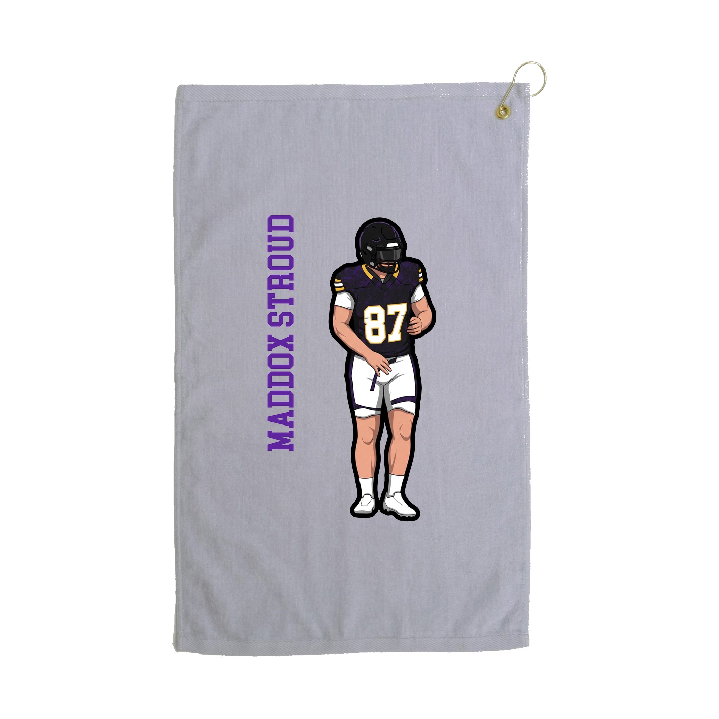 Golf Towel — Name Vertical in Grey