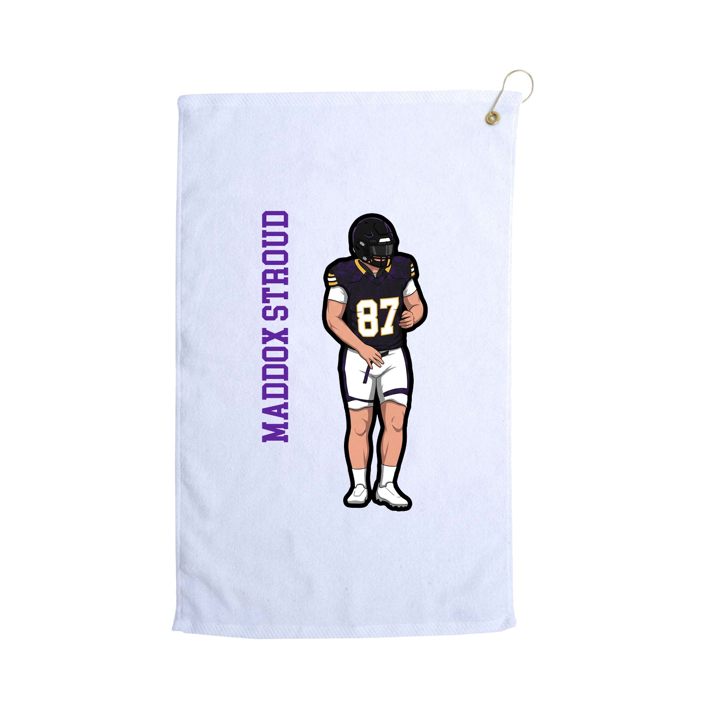 Golf Towel — Name Vertical in White