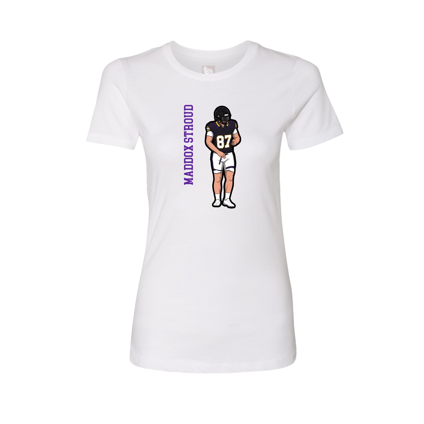 Fitted Women's Tee — Name Vertical in White