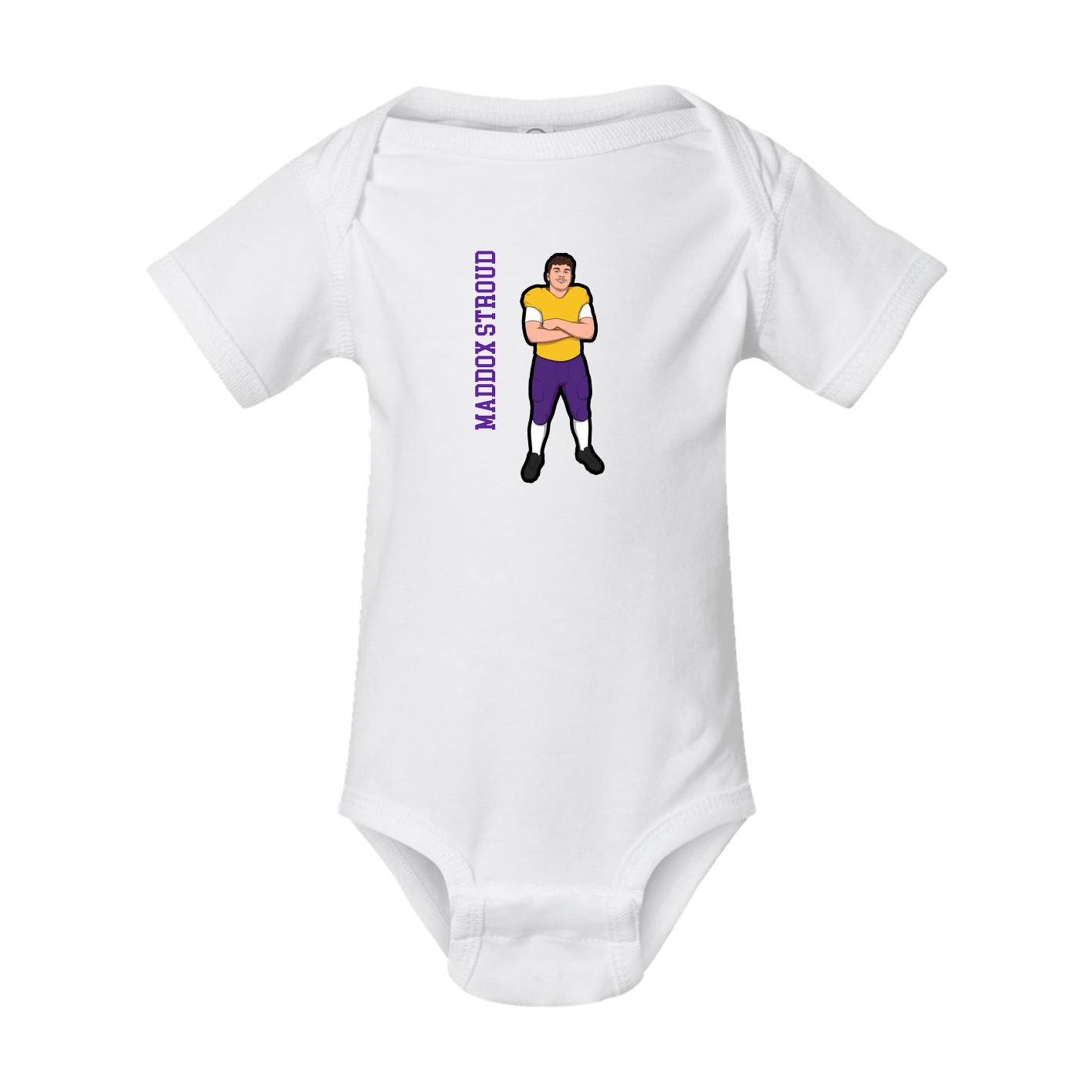 Baby Onesie — Name Vertical in White