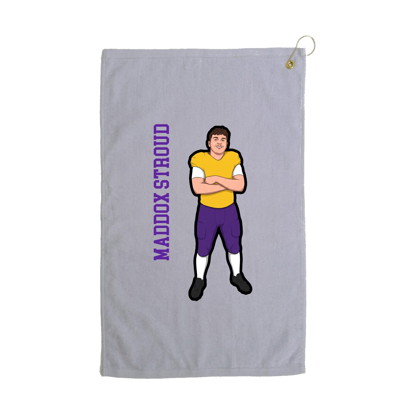 Golf Towel — Name Vertical in Grey