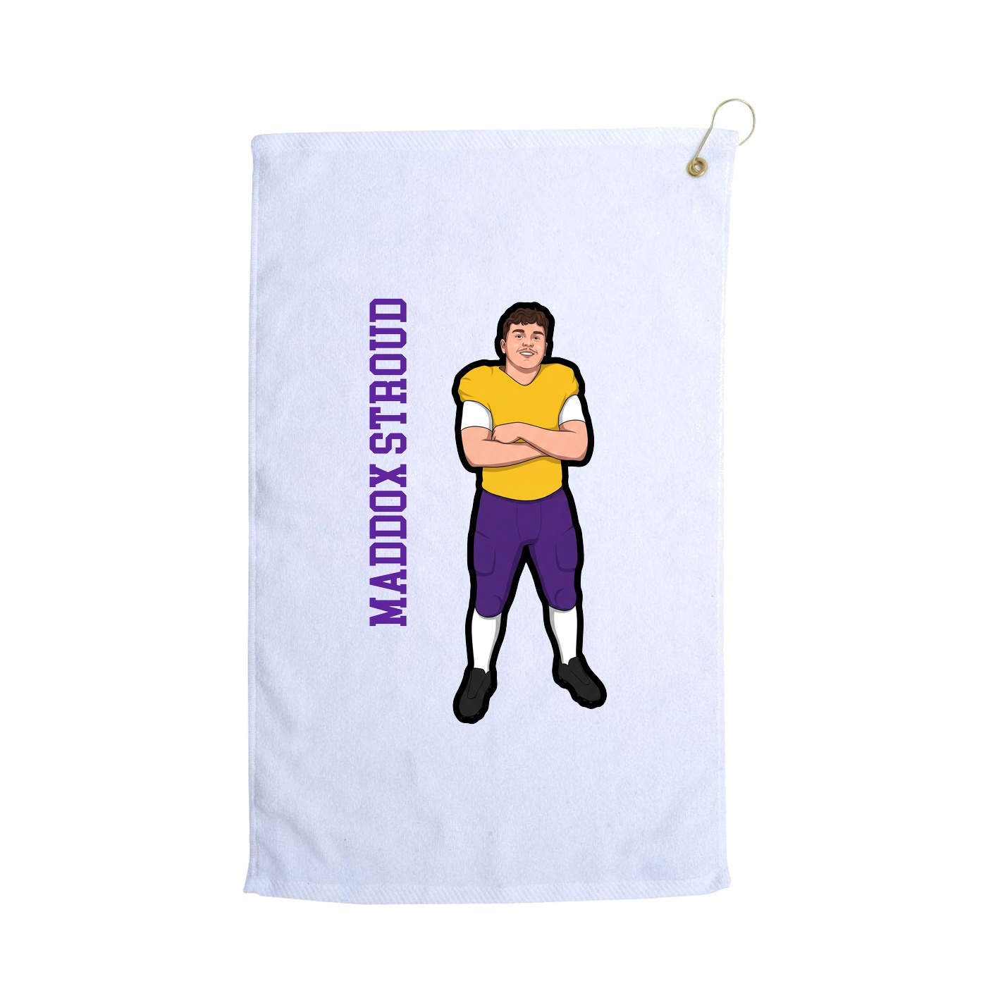 Golf Towel — Name Vertical in White