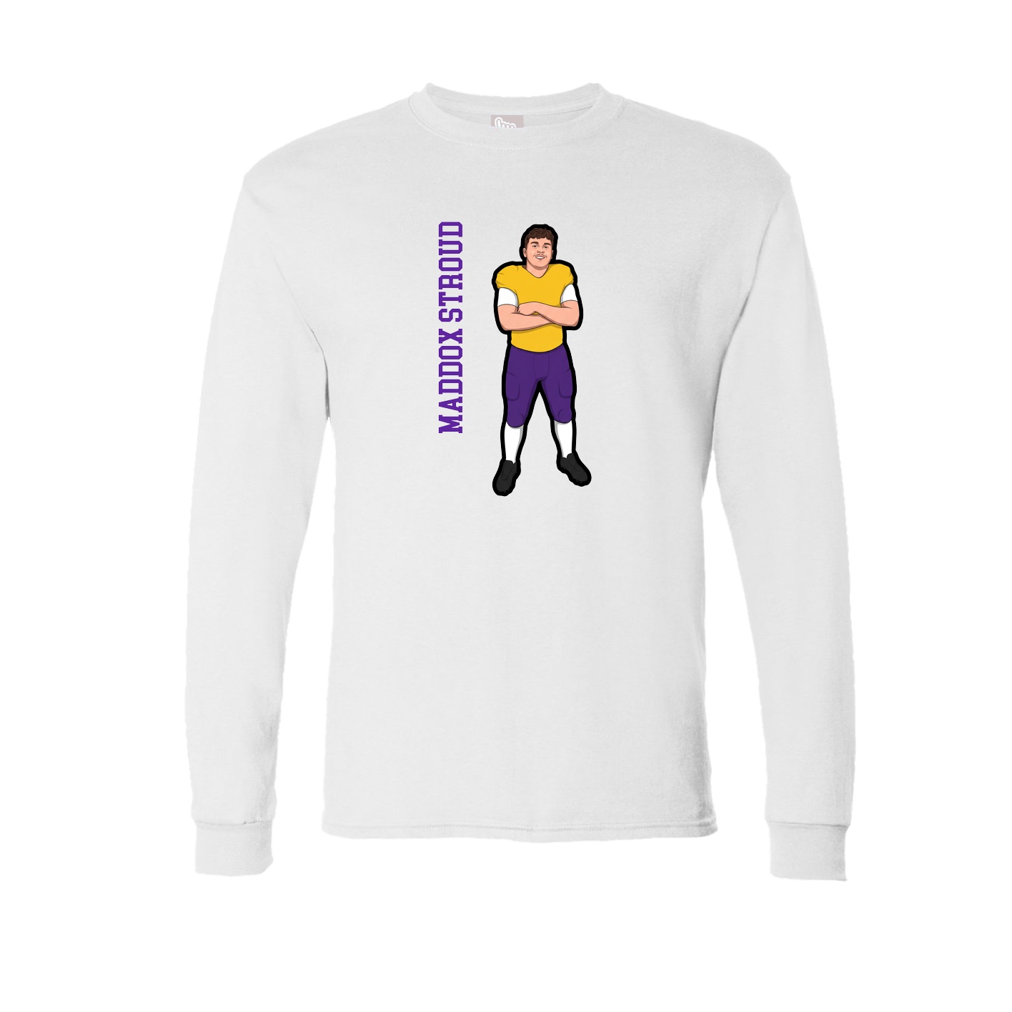 Long Sleeve Tee — Name Vertical in White