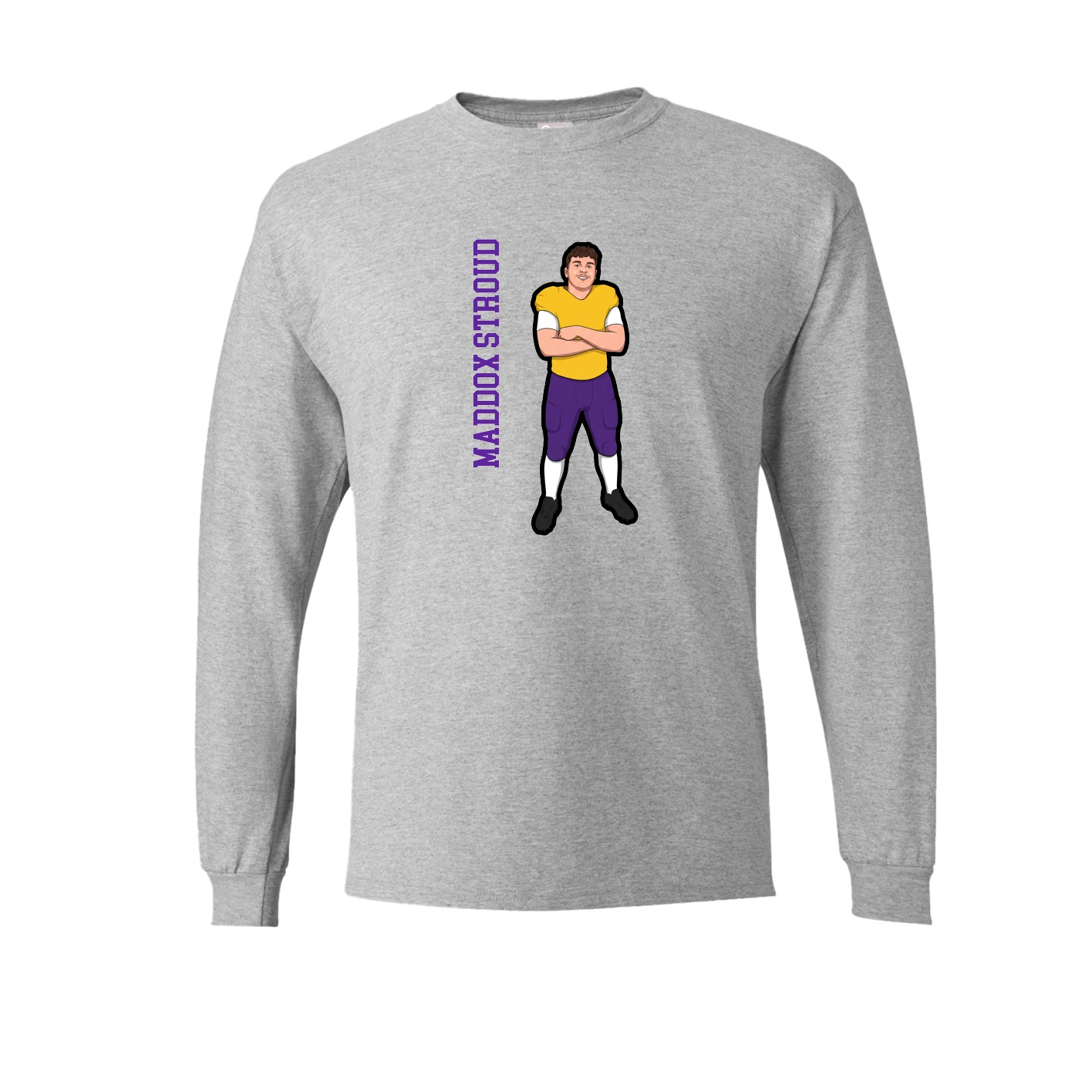 Long Sleeve Tee — Name Vertical in Grey