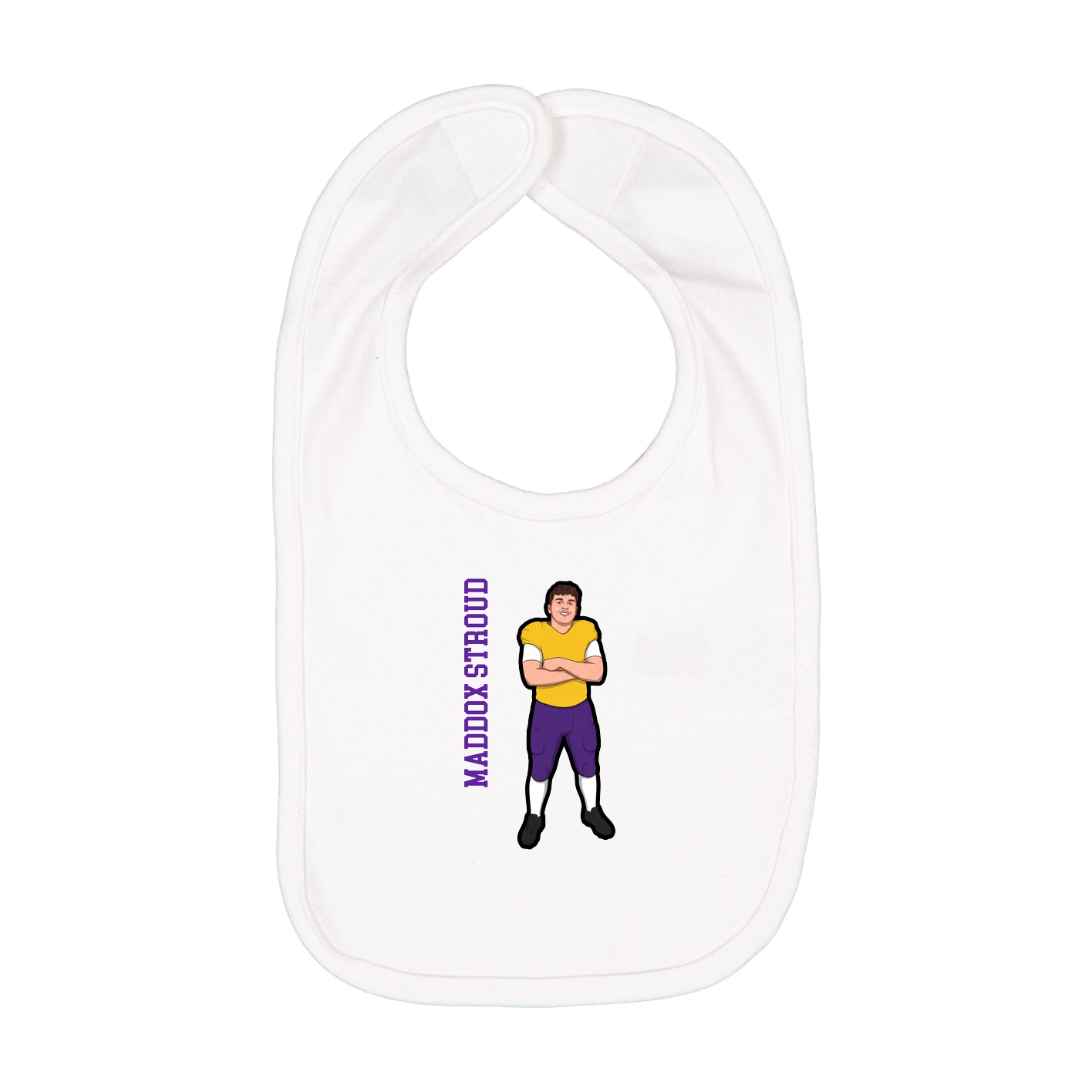 Infant Bib — Name Vertical in White