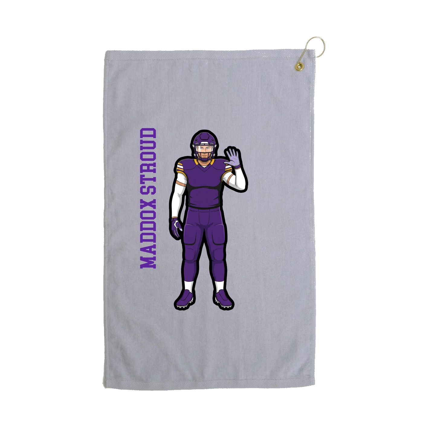 Golf Towel — Name Vertical in Grey