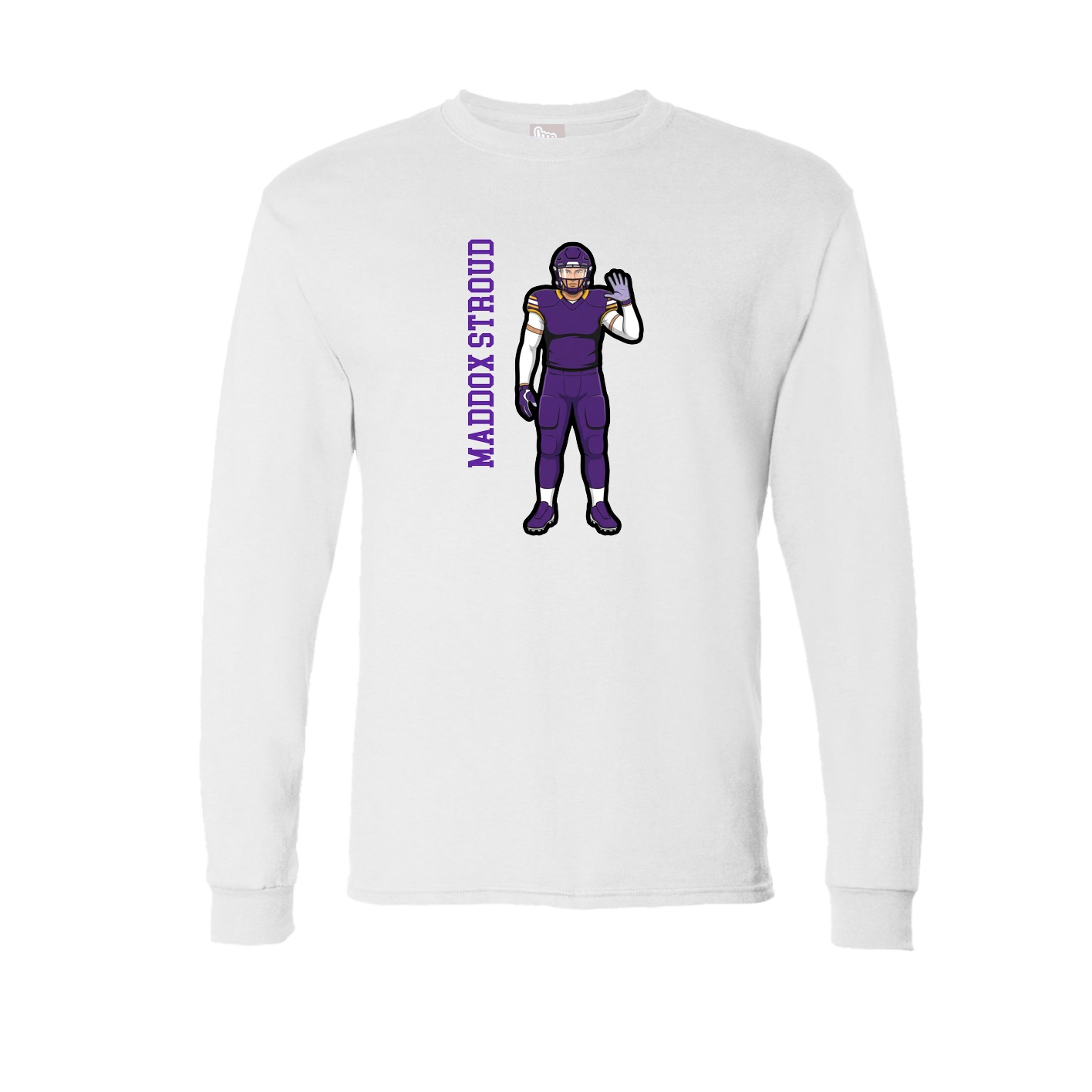 Long Sleeve Tee — Name Vertical in White