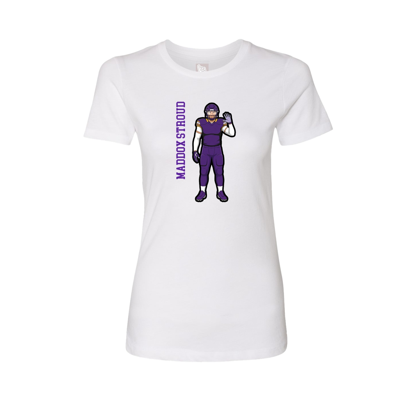 Fitted Women's Tee — Name Vertical in White