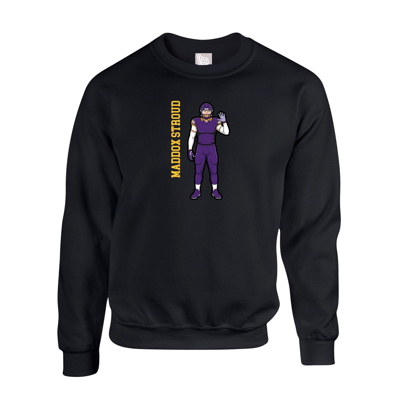 Fleece Crew — Name Vertical in Black