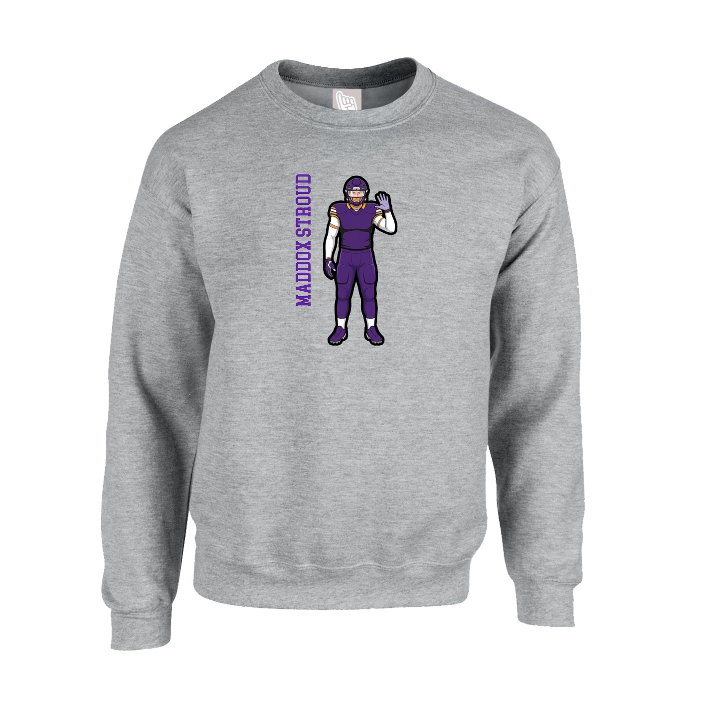Fleece Crew — Name Vertical in Grey