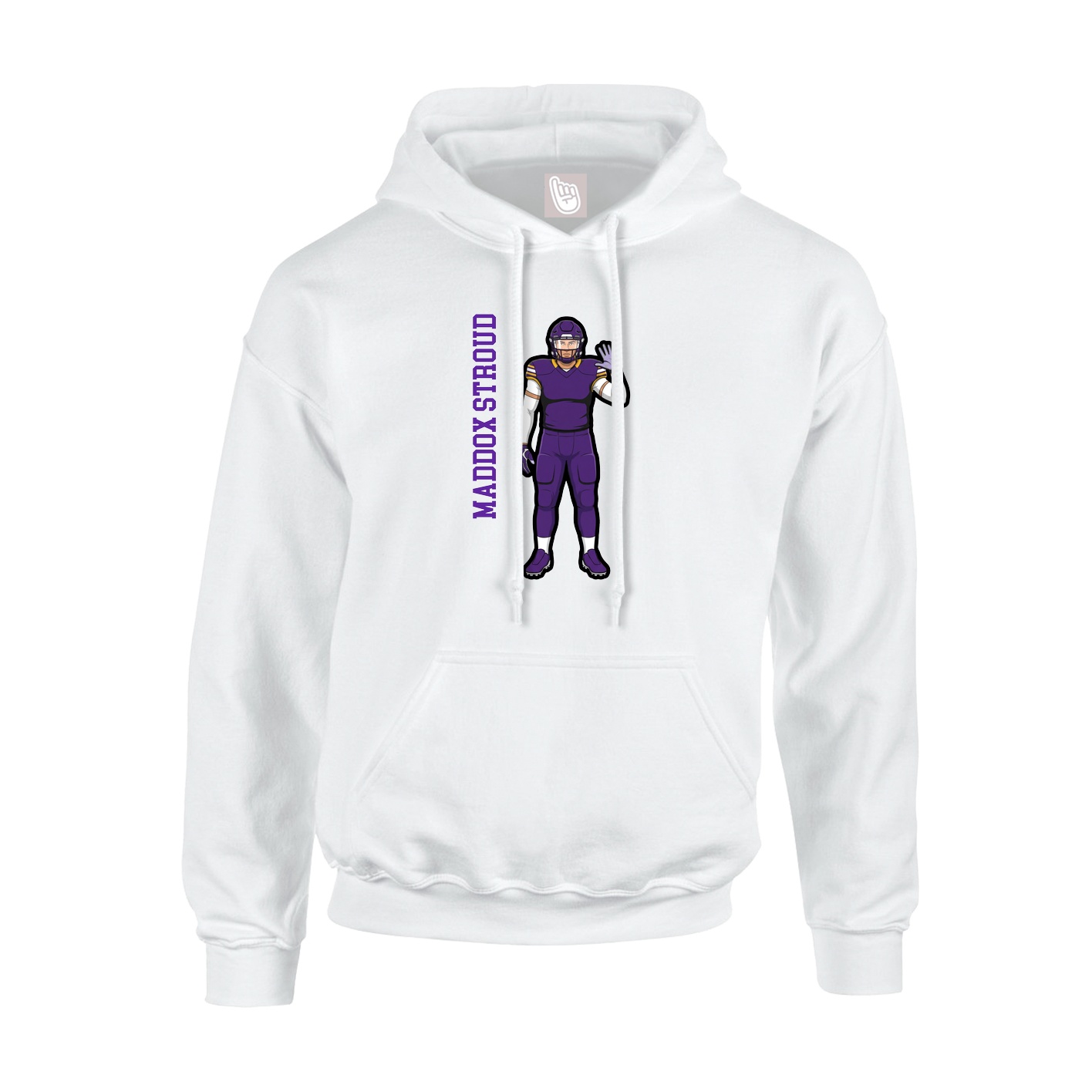 Youth Hoodie — Name Vertical in White