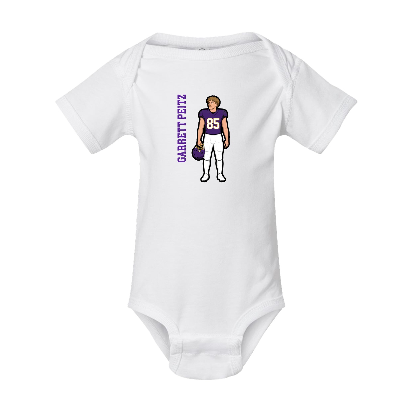Baby Onesie — Name Vertical in White