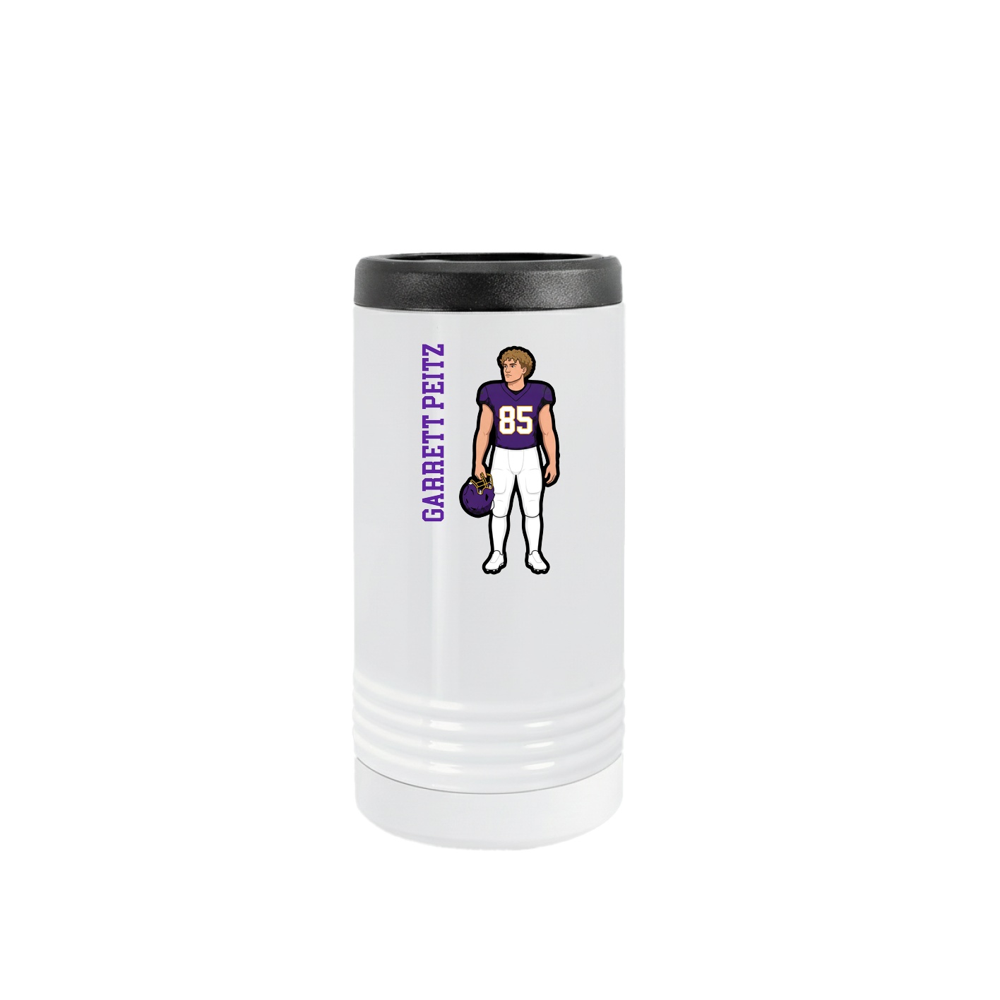 Slim Beverage Holder — Name Vertical in White