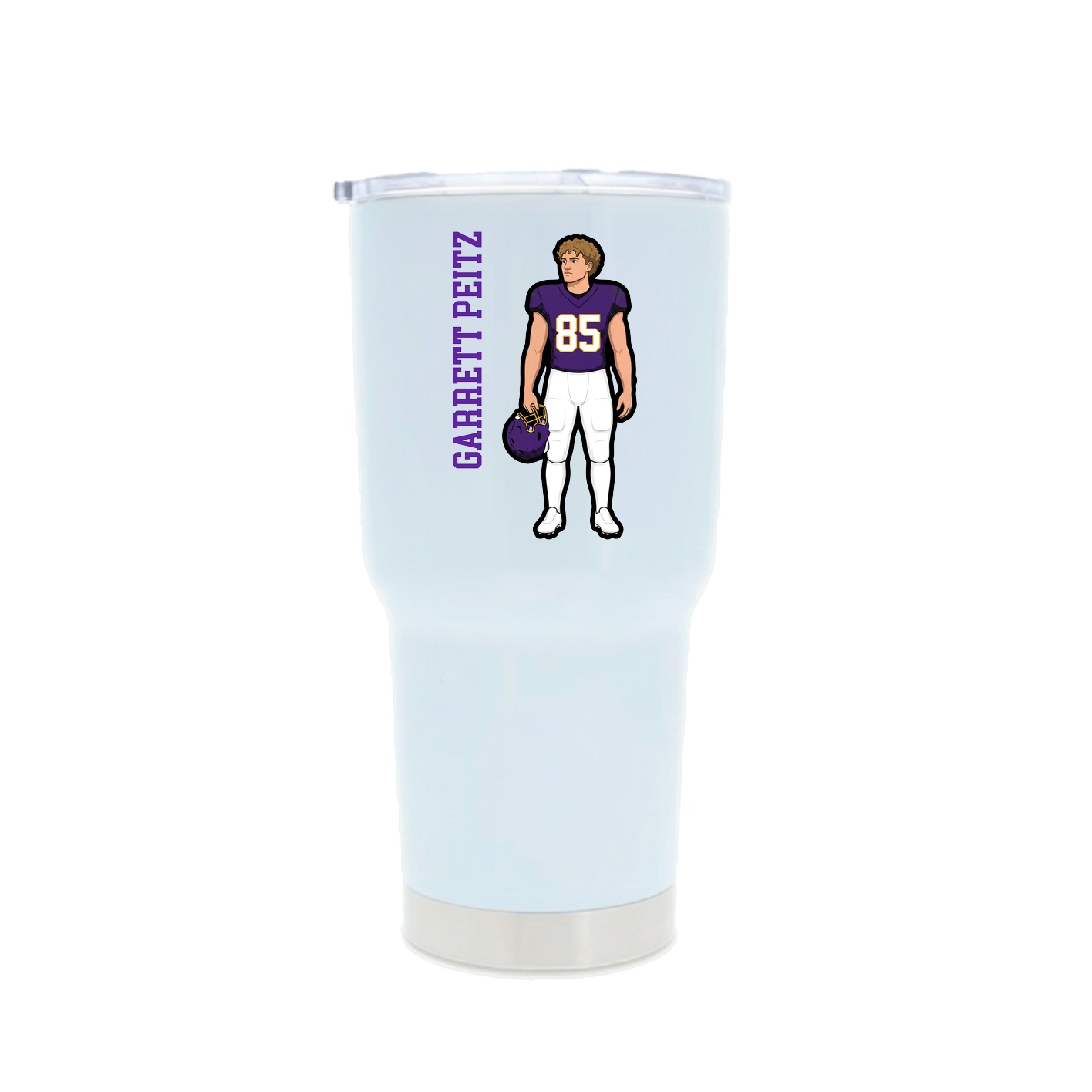 30oz Stainless Steel Tumbler — Name Vertical in White
