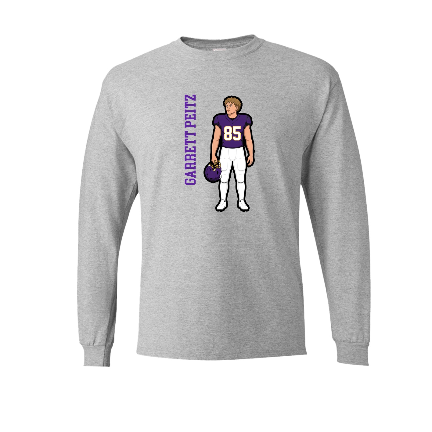 Long Sleeve Tee — Name Vertical in Grey