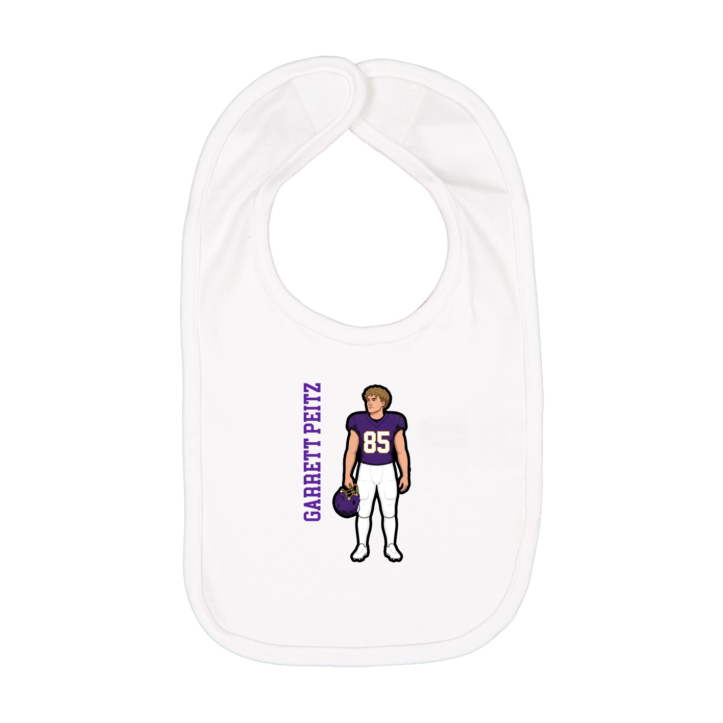 Infant Bib — Name Vertical in White