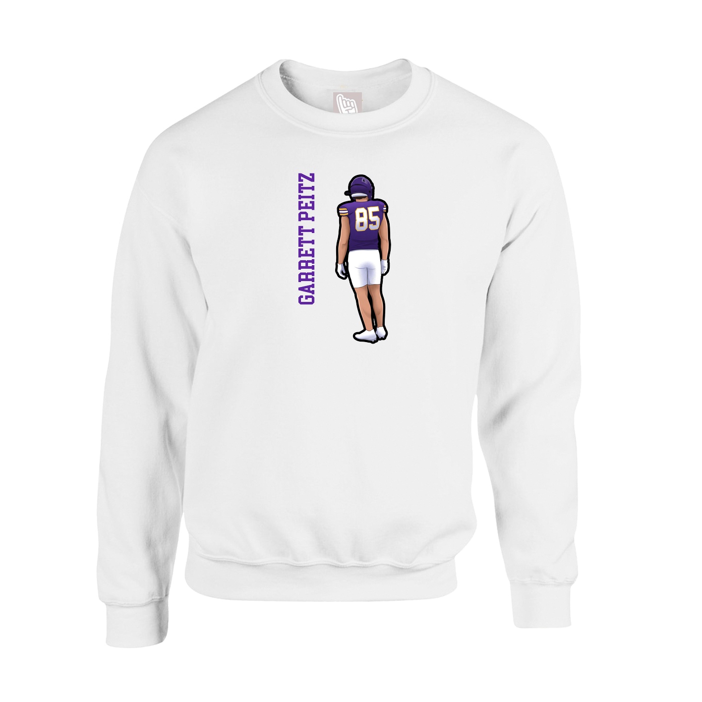 Fleece Crew — Name Vertical in White