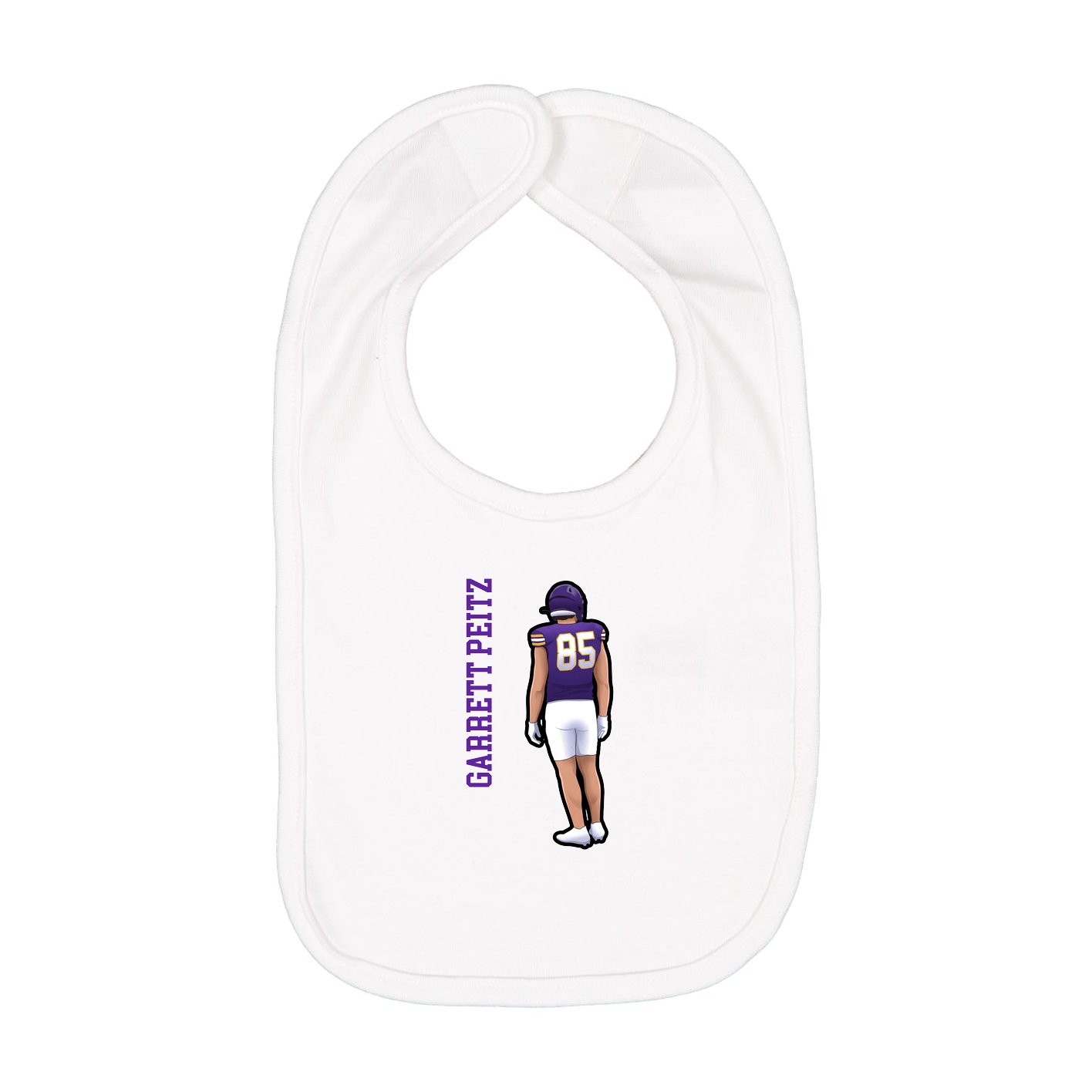 Infant Bib — Name Vertical in White