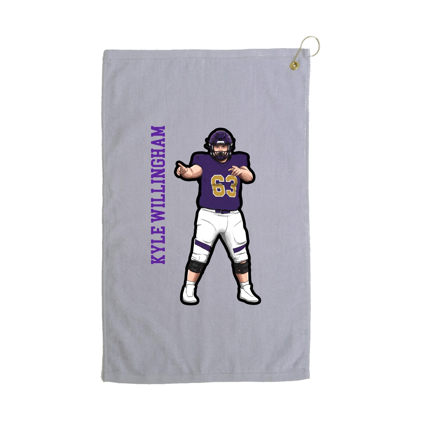 Golf Towel — Name Vertical in Grey