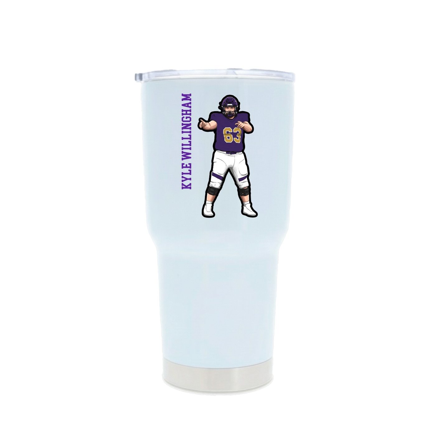 30oz Stainless Steel Tumbler — Name Vertical in White