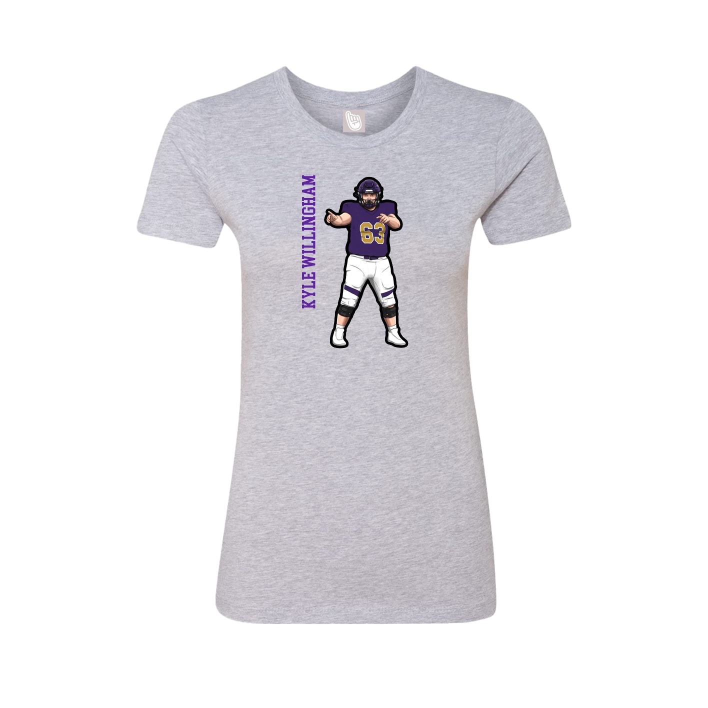 Fitted Women's Tee — Name Vertical in Grey