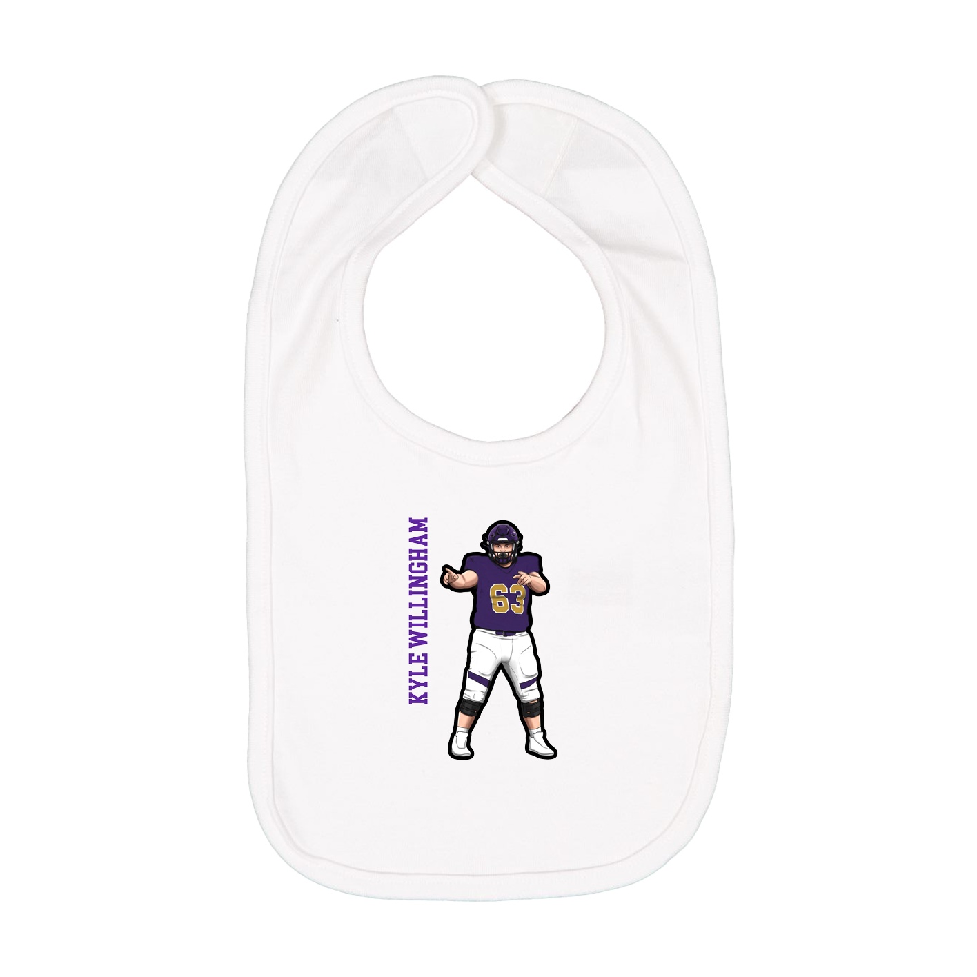 Infant Bib — Name Vertical in White