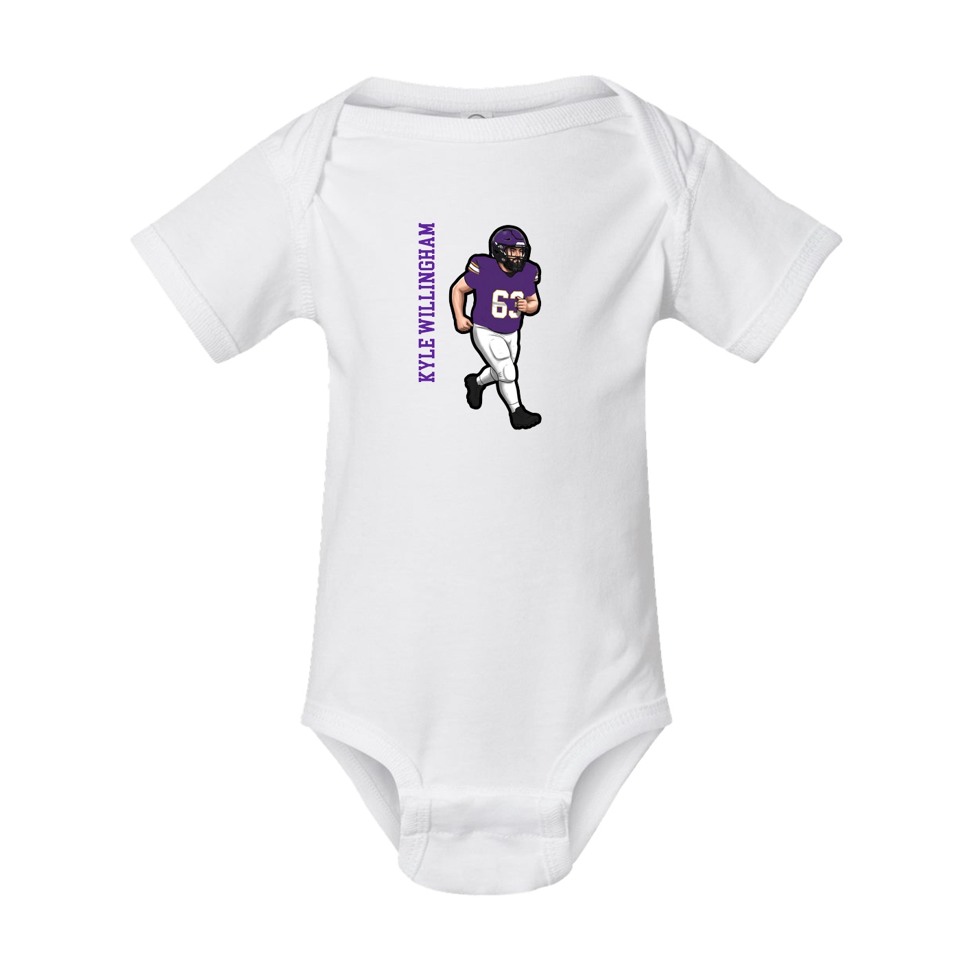 Baby Onesie — Name Vertical in White