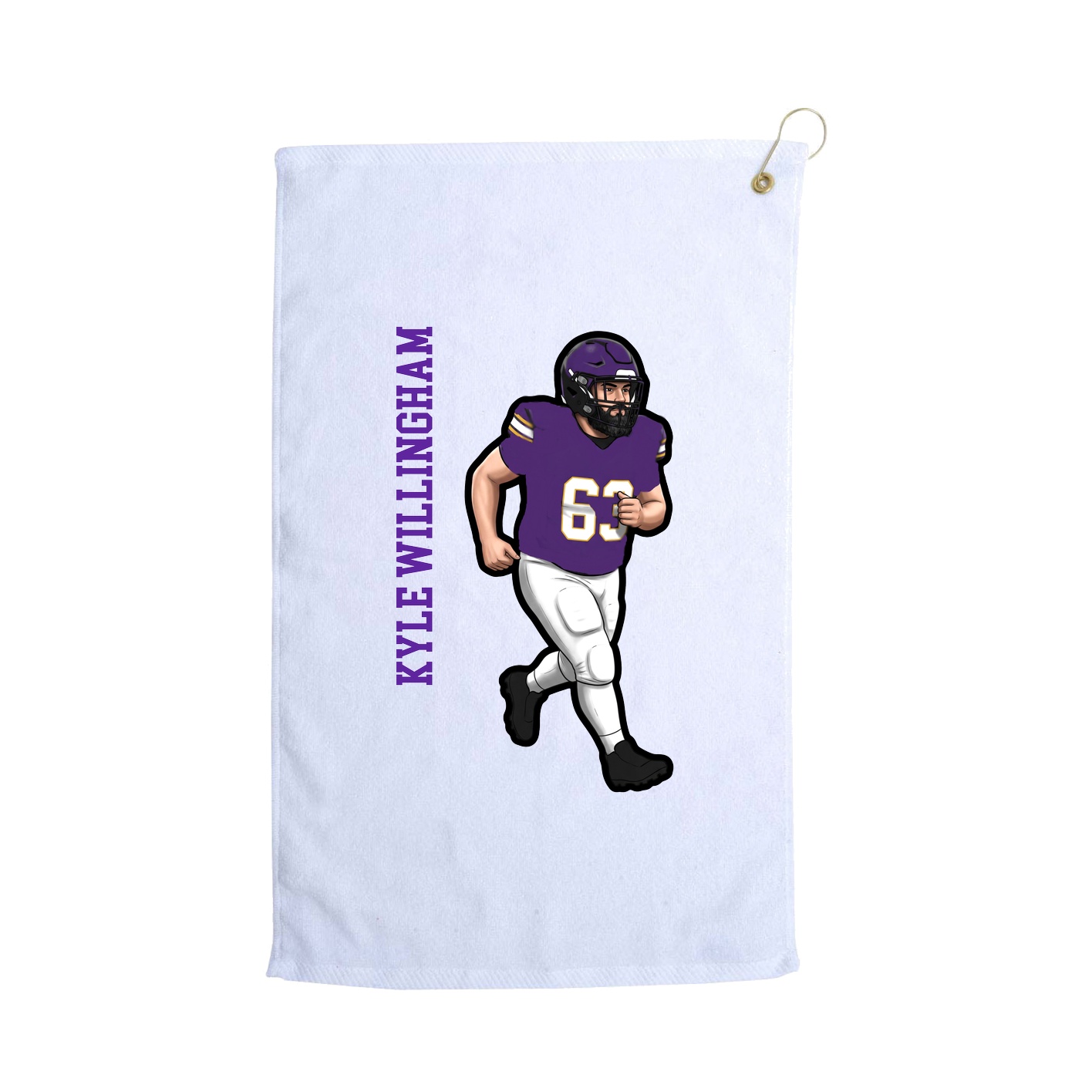 Golf Towel — Name Vertical in White