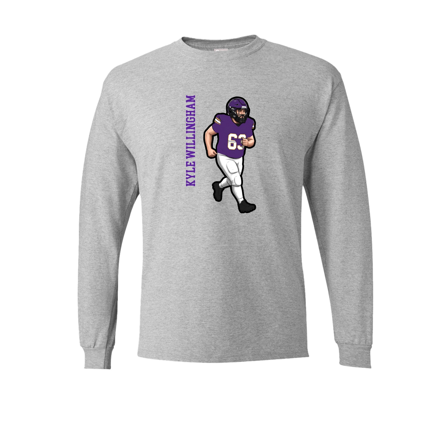 Long Sleeve Tee — Name Vertical in Grey