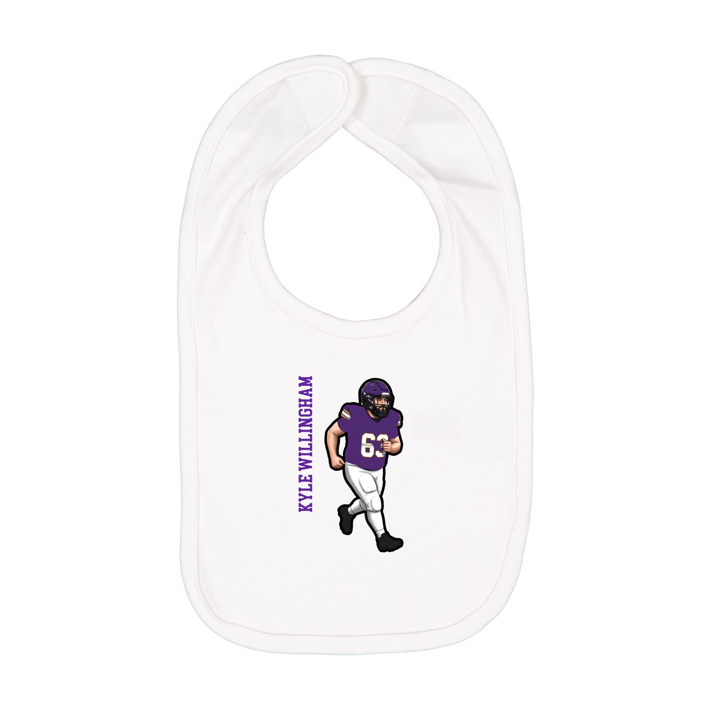 Infant Bib — Name Vertical in White