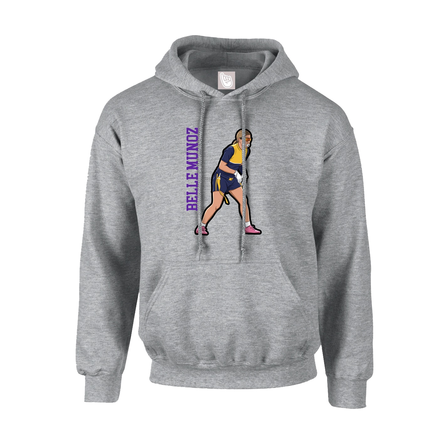 Youth Hoodie — Name Vertical in Grey