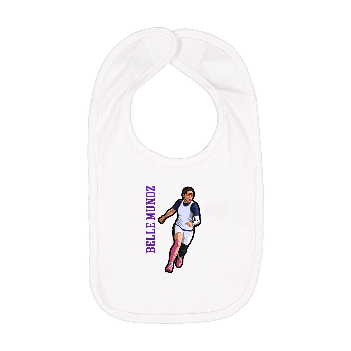 Infant Bib — Name Vertical in White