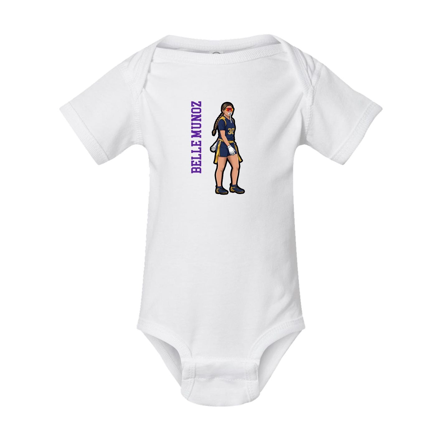 Baby Onesie — Name Vertical in White