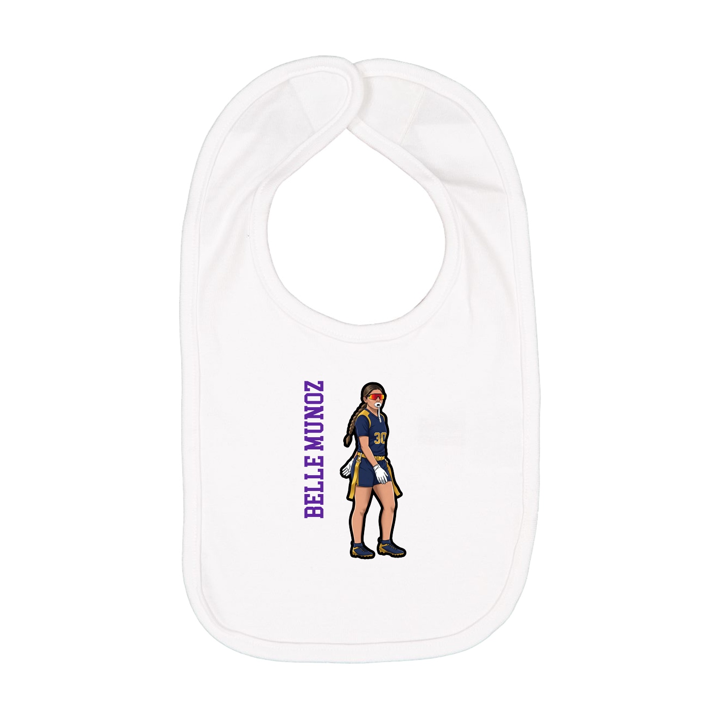 Infant Bib — Name Vertical in White
