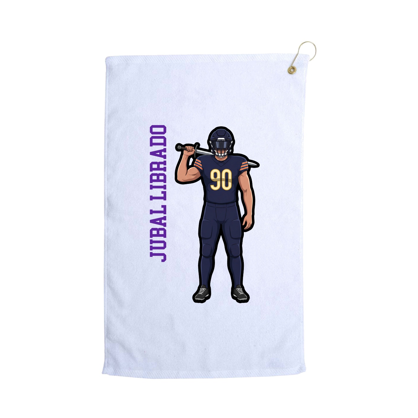 Golf Towel — Name Vertical in White