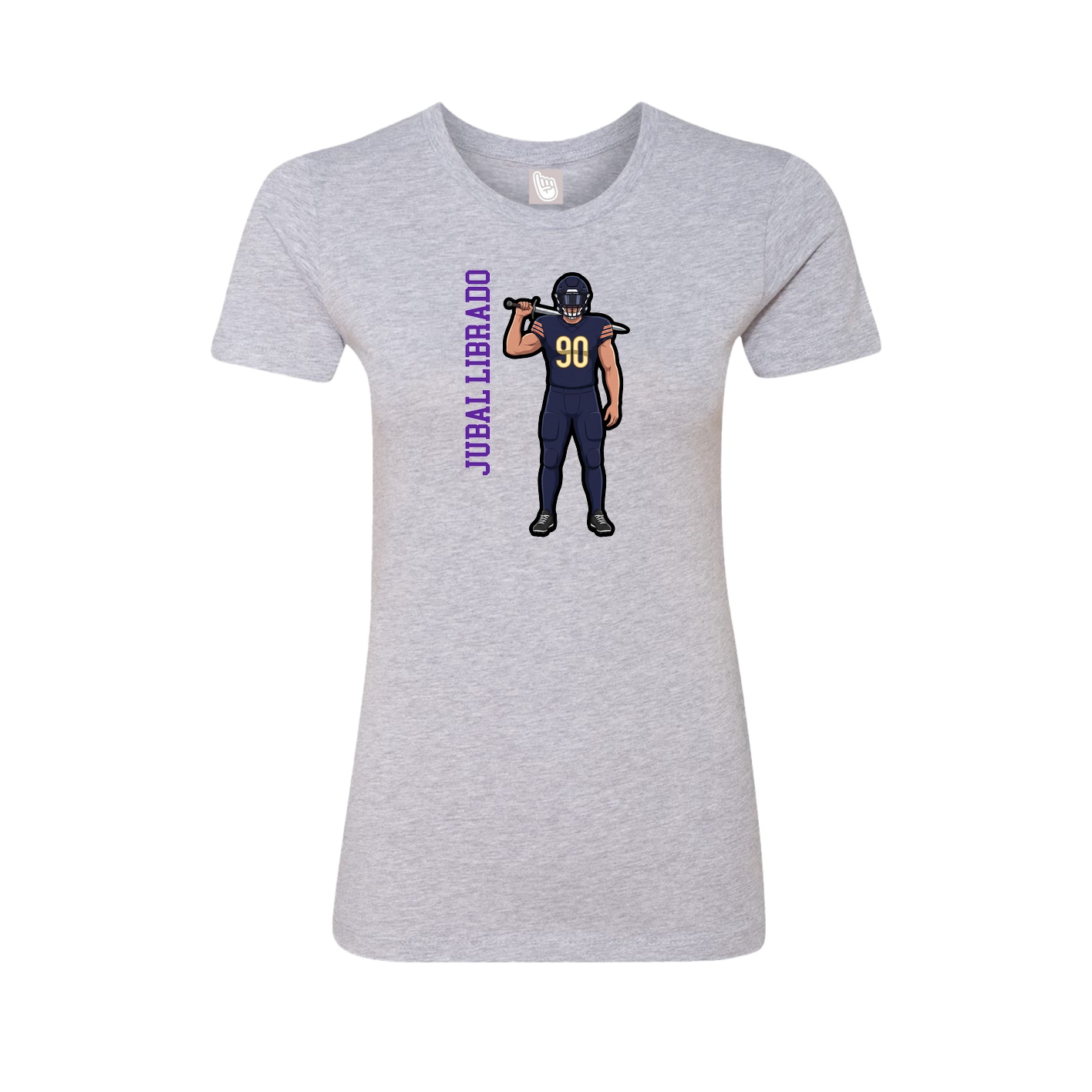 Fitted Women's Tee — Name Vertical in Grey