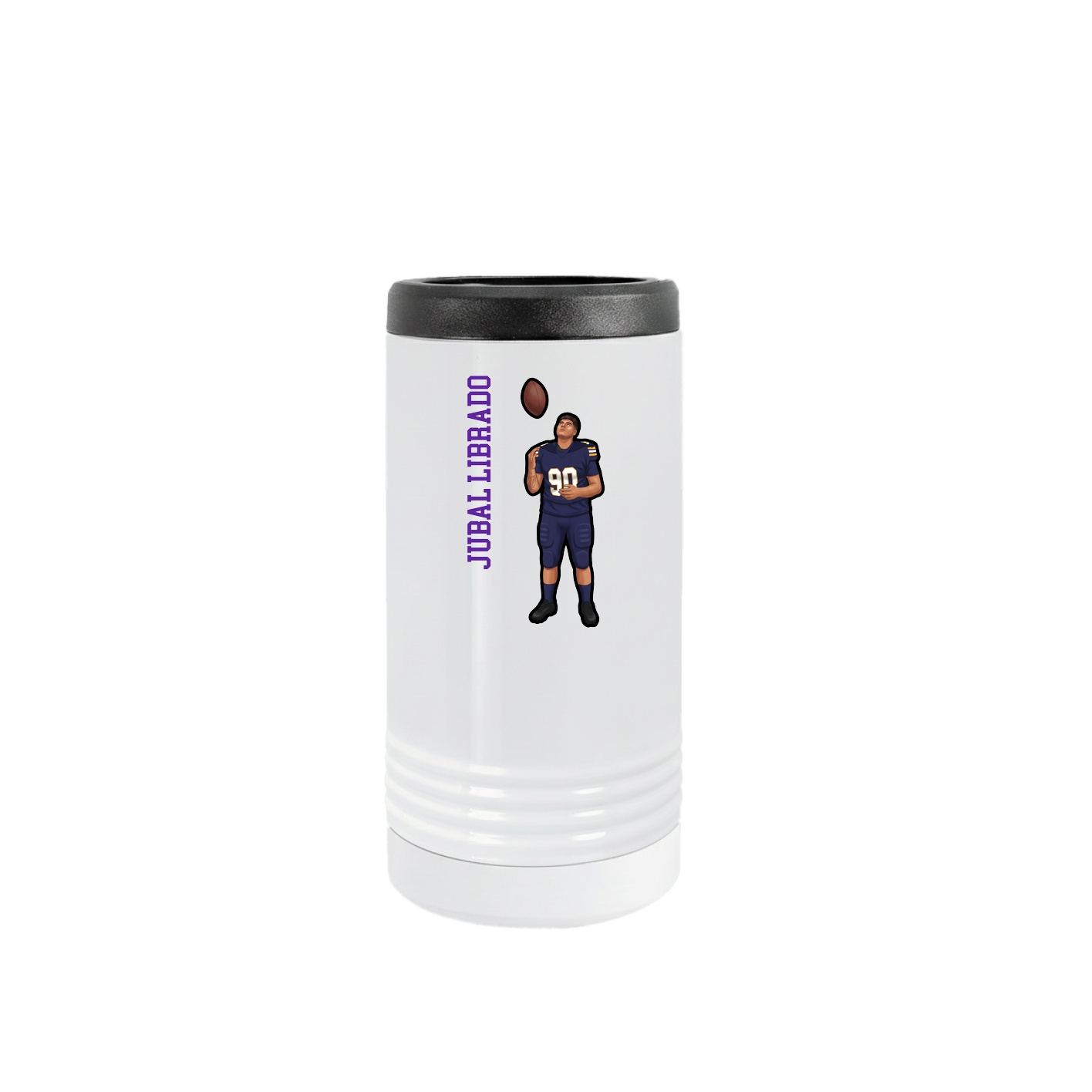 Slim Beverage Holder — Name Vertical in White