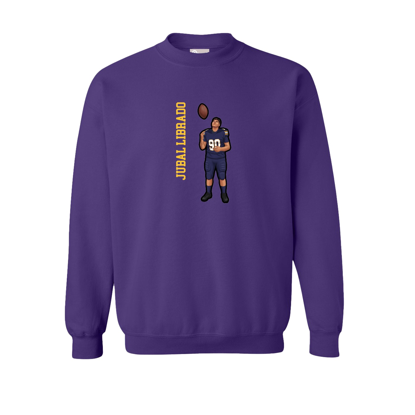 Fleece Crew — Name Vertical in Purple