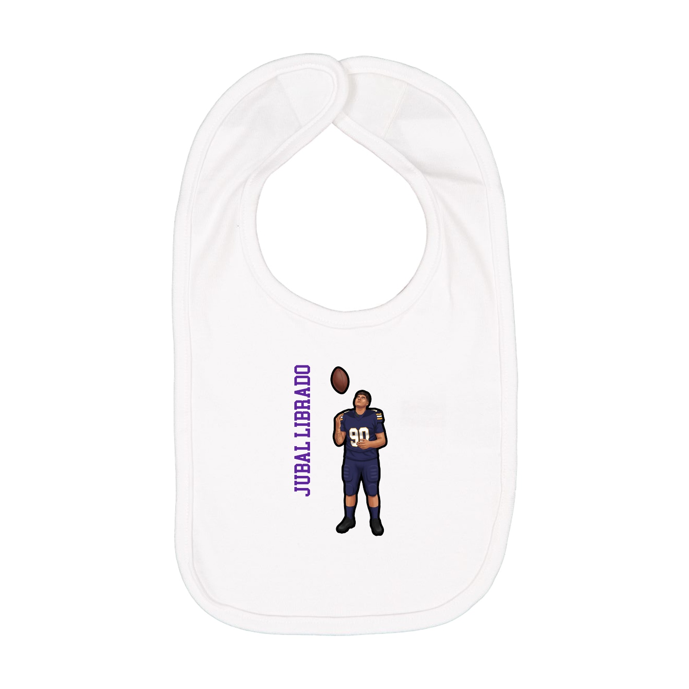 Infant Bib — Name Vertical in White